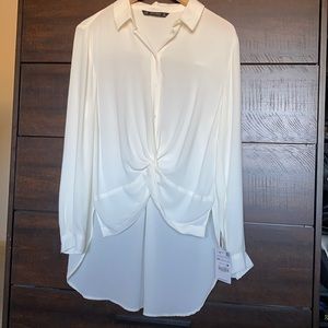Zara Basic Collection NWT Cream Button Up Blouse
